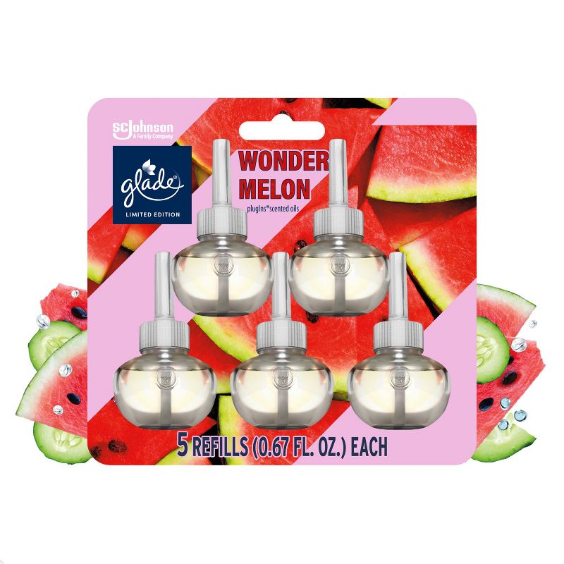 Glade PlugIns Scented Oil Air Freshener Wonder Melon - 3.35 fl oz/5pk, 1 of 13