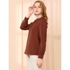INSPIRE CHIC Women's Office Keyhole Elegant Stand Collar Long Sleeve Back Neck Button Blouse - 4 of 4