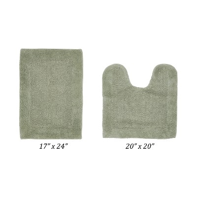 Edge Bath Rug 100% Premium Cotton Ultra-soft Water Absorbent Tufted Solid Reversible 2 Piece Bathroom Rug Set For Machine Washable Bathmat