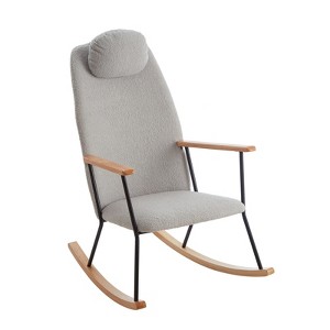 FONTOI Rocking Chair with Adjustable Headrest Pillow, Rocker with High Backrest for Nursery Bedroom Living Room, Gray, 30.12"*39.76"*24.41" - 1 of 4