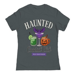 Rerun Island Women Haunted Cocktail Club Pick Your Poison Short Sleeve Graphic Cotton T-Shirt - 1 of 4