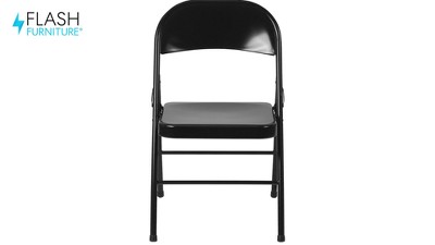 Black 18 Gauge Steel Mid-Back Folding Chair with Cushions