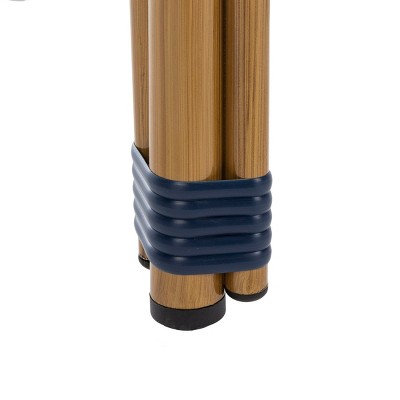 Navy and White Rattan Armless Outdoor Bar Stool