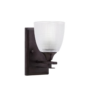 Toltec Lighting Uptowne 1 - Light Sconce in  Dark Granite with 5" Clear Ribbed Shade - 1 of 1