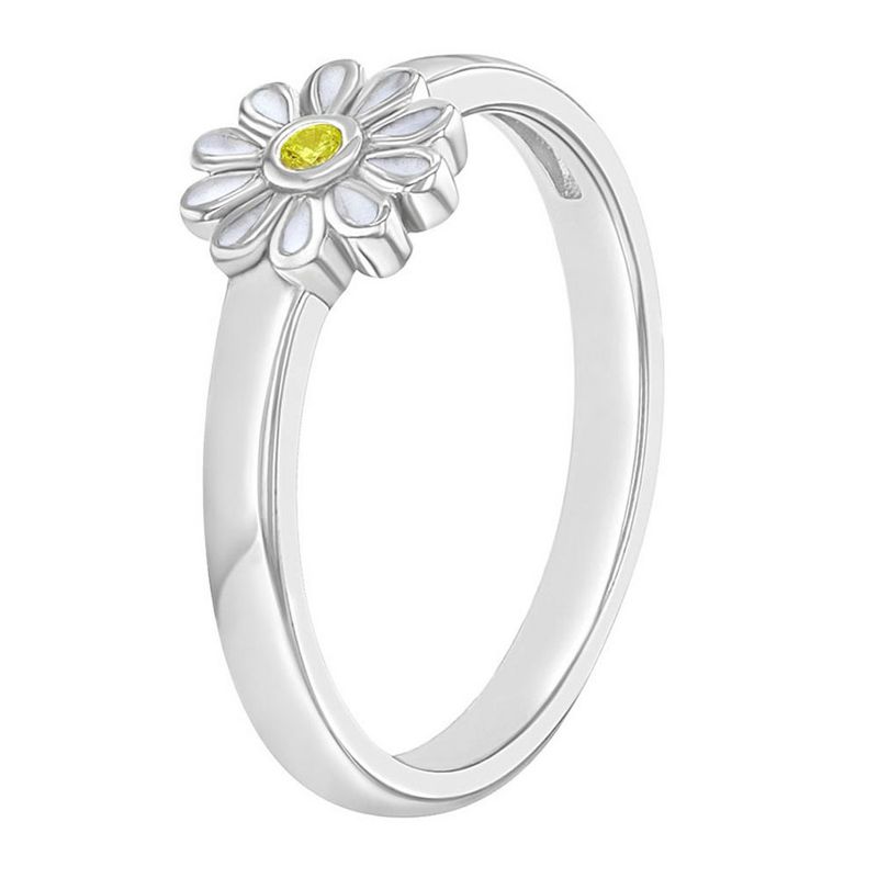 Girl's CZ Daisy Sterling Silver Ring - In Season Jewelry, 3 of 5
