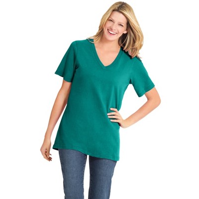 Woman Within Plus Size Petite Perfect Short-Sleeve V-Neck Tee
