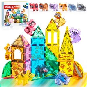 Joyfy Magnetic Tiles Dinosaurs Magnet Building Blocks Toys for Kids 3-5, Jungle Animals Educational STEM Learning Toy for Girls,Boys Age 3 4 5 6 7 - 1 of 4