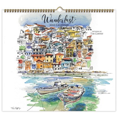 2022 Wall Calendar 12 Month Spiral 13.75"x12.4" Wanderlust - Artisan by Lang