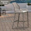 PURPLE LEAF 2 Pieces Bar Stools Patio Modern Rattan Barstools Aluminum Woven Tall Bar Chairs with Cushions for Outdoor Kitchen Island Garden - 3 of 4