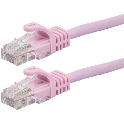 Monoprice Flexboot Cat5e Ethernet Patch Cable - Network Internet Cord - RJ45, Stranded, 350Mhz, UTP, Pure Bare Copper Wire, 24AWG, 30ft, Pink