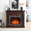 Gulches 45 in Freestand ing MDF Mantel plus Electric Fireplace  insert Cherry 1400W Remote Timer LED Flame 1pc Complete Set - 2 of 4