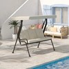 Resenkos 3-Seat Swing Set, Weatherproof Steel, Easy-Adjust Canopy, Thick Cushions, Perfect For Garden, Cream White - 3 of 4
