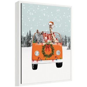 Kate & Laurel All Things Decor Sylvie Framed Canvas Holiday Van by Lulia Emelianteva July Art Print - 1 of 4