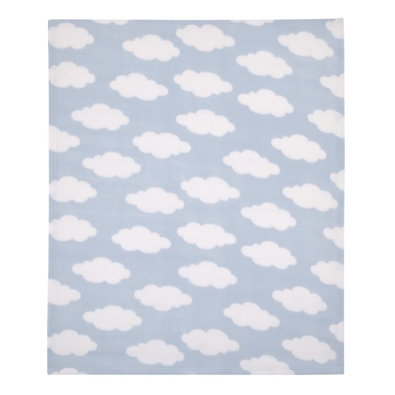 Everything Kids Light Blue and White Cloud Super Soft Toddler Blanket, 2 of 6