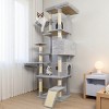 TopComfy Pet Tower Cat Tree 3 Large Hiding Condos 11 Sisal Posts Scratching Ladder 2 Hammocks Pet Furniture for Cats, Gray, 23.6"*19.8"*84.6" - 2 of 4