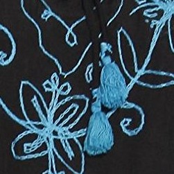 black with turquoise embroidery