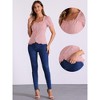 INSPIRE CHIC Women's Square Neck Solid Color Puff Short Sleeve Lace Up Gothic Blouse - 2 of 4