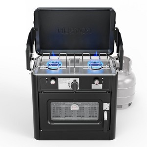 ROVSUN 2-in-1 Portable Camping Stove & Propane Oven Combo with Igniter, Camp Stove with Windpanel for Outdoor Camping Cooking Baking Grilling - 1 of 4