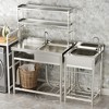 39.4 in. D x 19.7 in. W x 63 in. H Freestanding Laundry/Utility Sink Silver Kitchen Sink with Right Bowl - 3 of 4
