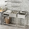 39.4 in. D x 19.7 in. W x 63 in. H Freestanding Laundry/Utility Sink Silver Kitchen Sink with Right Bowl - image 3 of 4