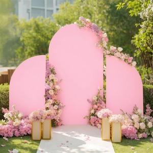 COZONY 3-Piece Arch Backdrop Stand Set - 5ft/7.2ft/5ft Double-Sided Stretchy Covers, Round & Half Moon Top for Wedding/Birthday/Baby Showe - 1 of 4