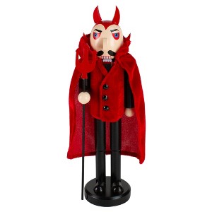Northlight 14" Devil with Pitchfork Wooden Halloween Nutcracker - Red/Black - 1 of 4