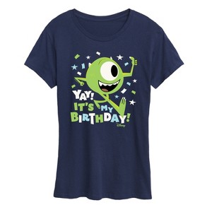 Women's - Disney - Mike Yay It's My Birthday Short Sleeve Graphic T-Shirt - 1 of 4
