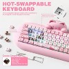 Wireless Mechanical Keyboard, 65% Layout, Hot Swap, Triple Mode BT5.0/2.4G/Wired, RGB Backlit NKRO, Cute Cat Silicone Ergonomic Design for Win/Mac - 4 of 4