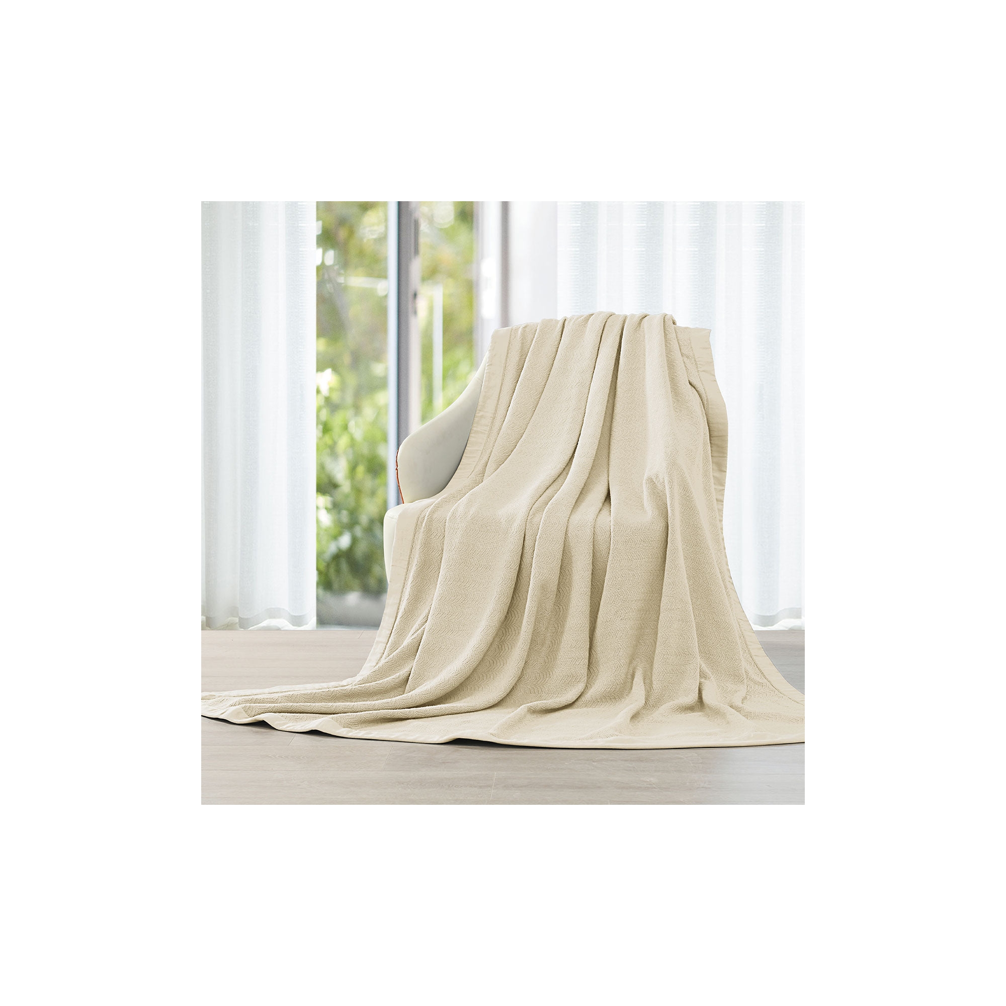 Egyptian Linens 100% Cotton 2-Ply Sheet Blanket/Throw Off-White Throw
