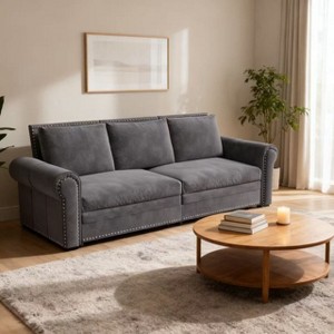 Homy Casa 3-in-1 Convertible Velvet Sofa Bed with Nailhead Trim and Rolled Arms, for Living Room or Guest Space - 1 of 4