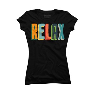 Junior's Design By Humans Relax Color Block Letters By radiomode T-Shirt - 1 of 2