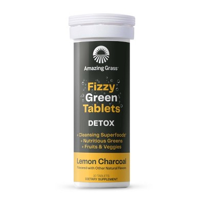 Amazing Grass Fizzy Green Detox Tablets - Lemon Charcoal - 10ct