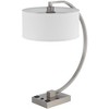 Cal Lighting LA-8038DK Belfort Metal Desk Lamp with 2 Power Outlets and 1 USB Charging Port, Brushed Steel - 3 of 4
