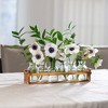 Le'raze Beautiful Glass Flower Vase with Wooden Plant Stand & 6 Bud Vases - 2 of 4