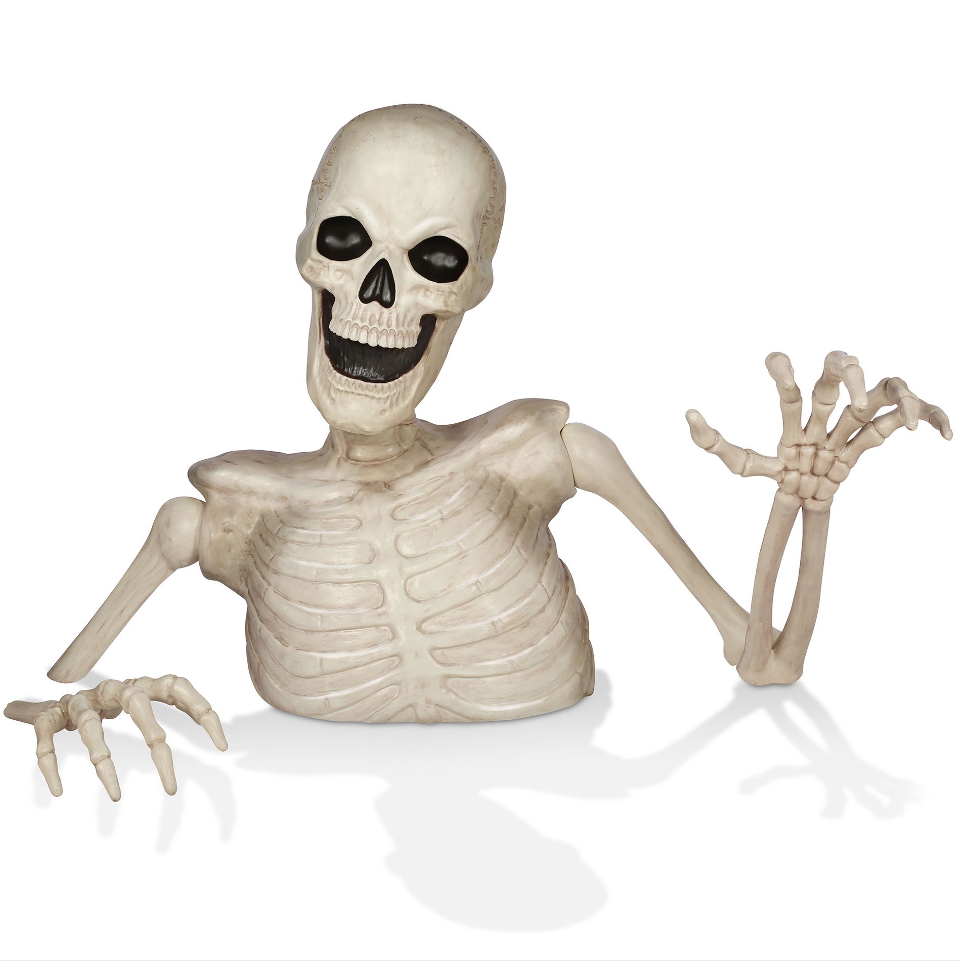 BOO BOX Halloween 48" Groundbreaking Skeleton, White - Scary Outdoor Halloween Decorations for Yard