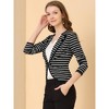 INSPIRE CHIC Women's Regular Fit Notched Lapel Button Decor Striped Blazer - 4 of 4