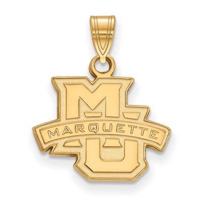 Black Bow Jewelry 14k Yellow Gold Marquette Golden Eagles NCAA Small Pendant