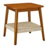 Homy Casa Mid-Century Wooden End Table with Woven Shelf, Walnut Finish - 2 of 4