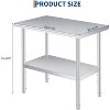 Stainless Steel Prep Table,with Rounded-Corner, Adjustable Undershelf, Commercial Heavy Duty Table with Adjustable Under Shelf - 3 of 4