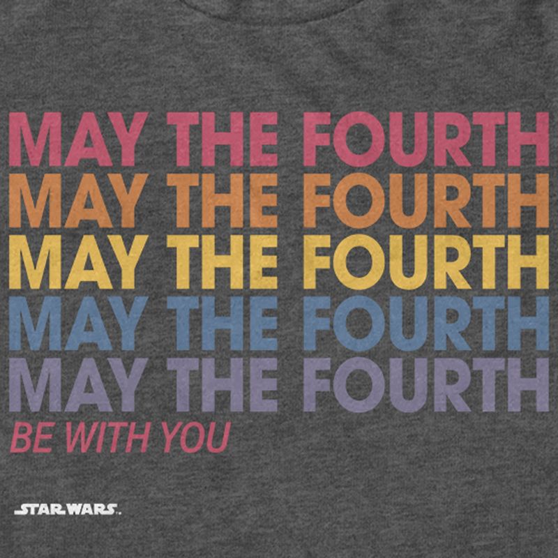 Men's Star Wars May The Fourth Colorful Stack T-Shirt, 2 of 6