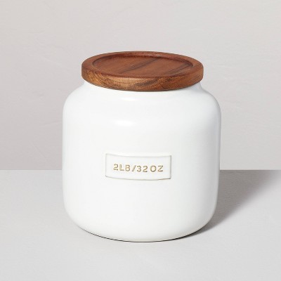 Dry Goods Stoneware Canister with Wood Lid Cream/Brown - Hearth & Hand™ with Magnolia