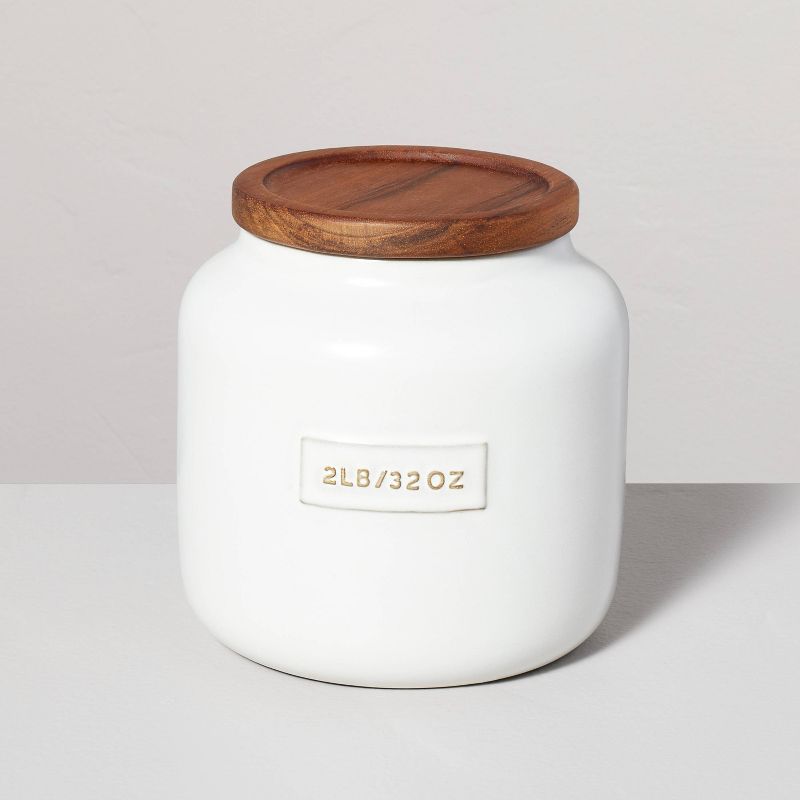 Dry Goods Stoneware Canister with Wood Lid Cream/Brown - Hearth & Hand™ with Magnolia, 1 of 12