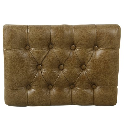 Distressed Brown Faux Leather Tufted Cocktail Ottoman