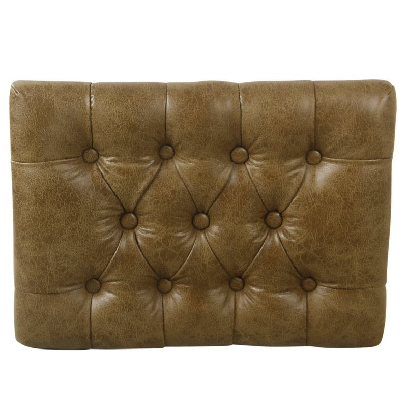 Small Decorative Ottoman Faux Leather Brown - HomePop, 4 of 10