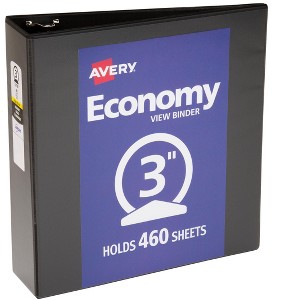 Avery Economy View 3 Ring Binder, 3" Round Rings, 1 Black Binder (05891) - 1 of 4