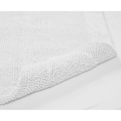 Edge White Cotton Tufted Reversible Bath Rug Set, 2 Pieces