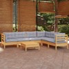 vidaXL Solid Pinewood Patio Lounge Set 7 Piece with Cushions Multi Colors - Brown and Gray - 2 of 4