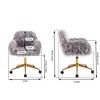 Modern Faux fur Home Office Chair, Fluffy Chair for Girls, Makeup Vanity Chair - 2 of 4