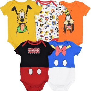 Disney Mickey Mouse Lion King Winnie the Pooh Pixar Toy Story Finding Nemo Baby 5 Pack Bodysuits Newborn to Infant - 1 of 4