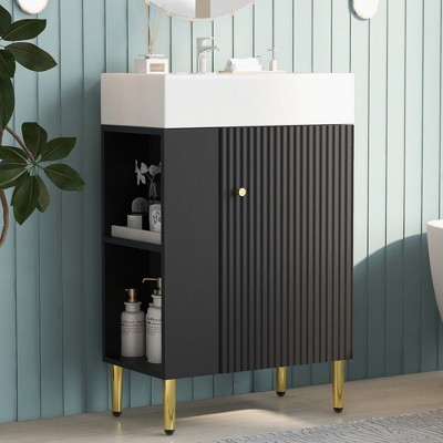 21.6" White Bathroom Vanity Combo Cabinet